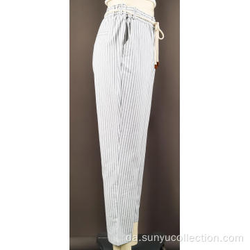 Ladie&#39;s Cotton Woven Striped Long Pant